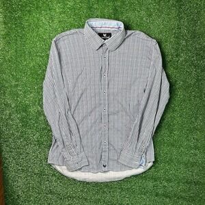 Butter Cloth Shirt Long Sleeve Button Up Multi ColorCheck Flip Cuff Cotton Large